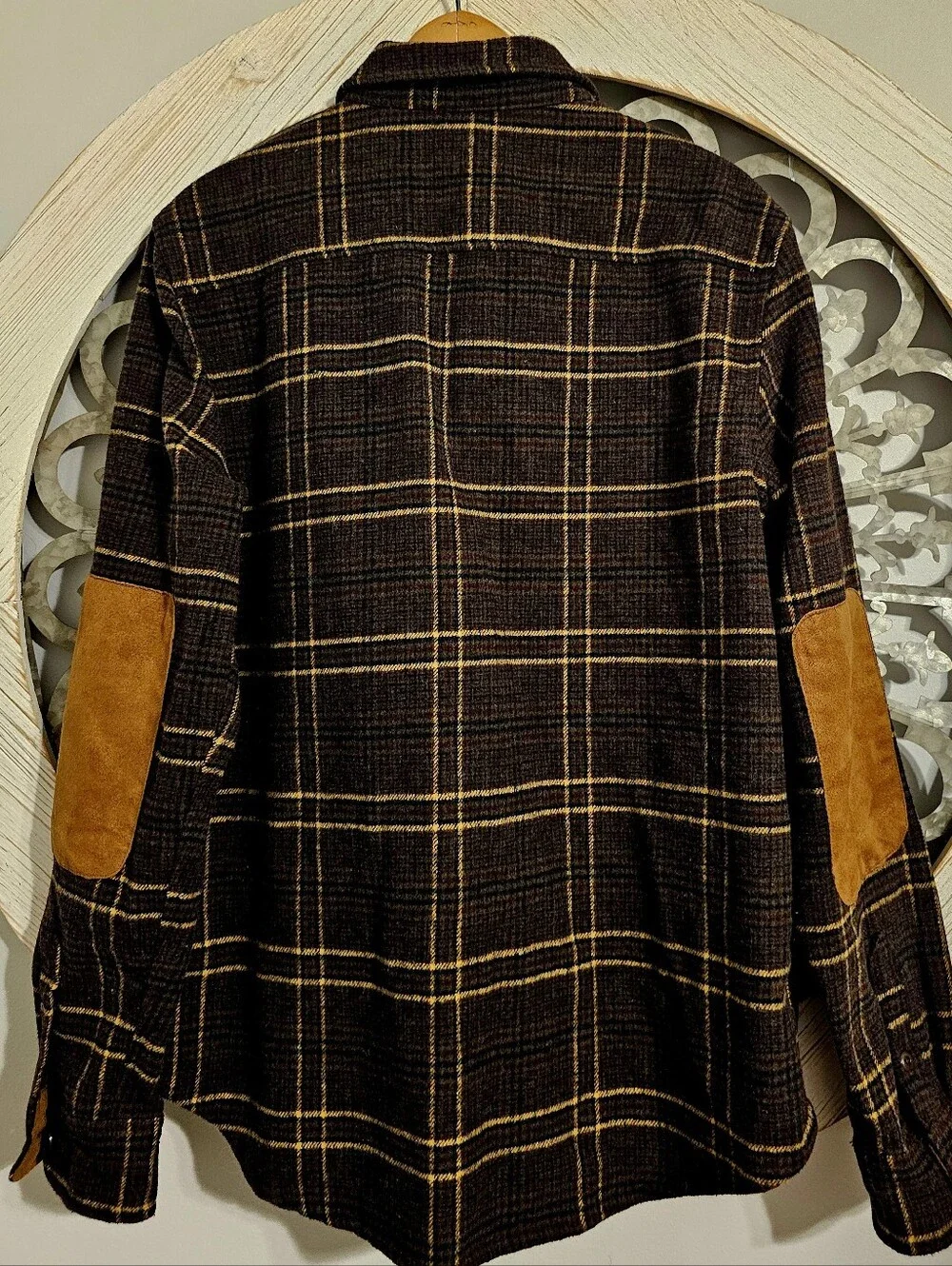 Lucky Brand Brown and Yellow Plaid Shirt Jacket